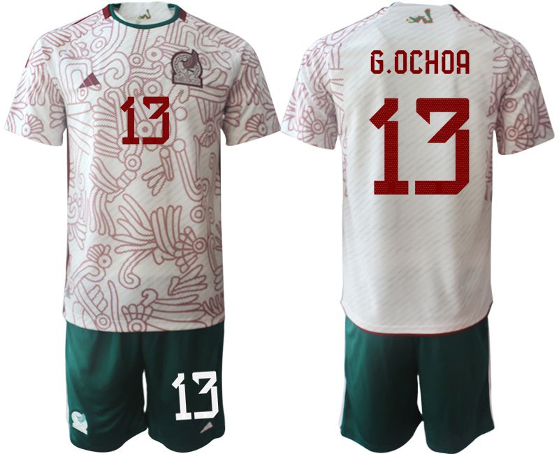 Men 2022 World Cup National Team Mexico away white #13 Soccer Jerseys->mexico jersey->Soccer Country Jersey